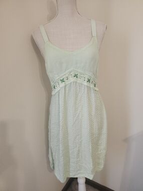 Light Mint Green Lace-Trim Slip Dress